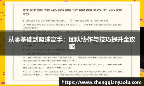 从零基础到篮球高手：团队协作与技巧提升全攻略