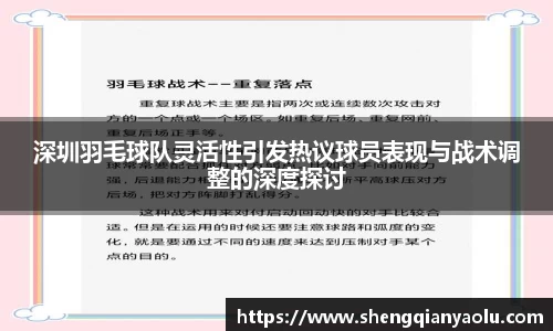 深圳羽毛球队灵活性引发热议球员表现与战术调整的深度探讨