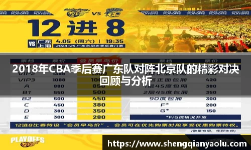 2018年CBA季后赛广东队对阵北京队的精彩对决回顾与分析