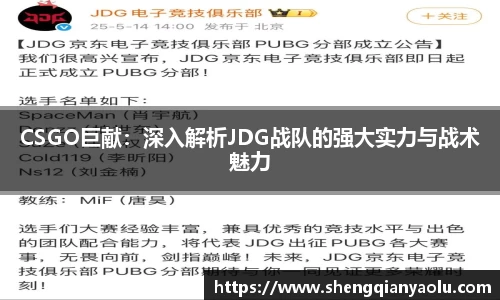 CSGO巨献：深入解析JDG战队的强大实力与战术魅力